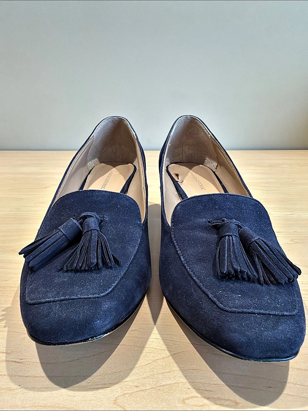 Banana Republic Navy Suede Tassel Block Heel Loafers US 10